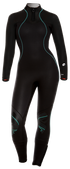 3/2mm Nixie Ultra Full, Black with Aqua Stitching, Womens wetsuit - Outside The Asylum Diving & Travel