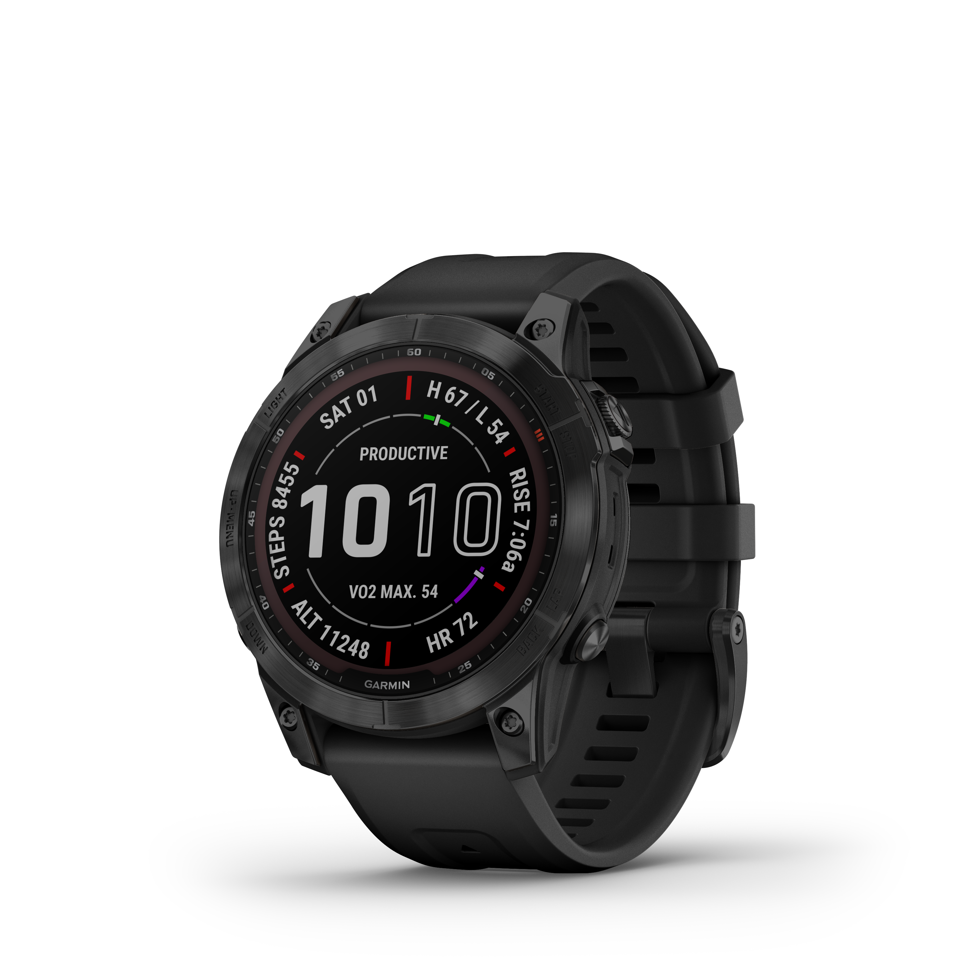 Garmin Fenix 7  Sapphire Solar Watch 47mm, Black DLC Titanium with Black Silicone Band