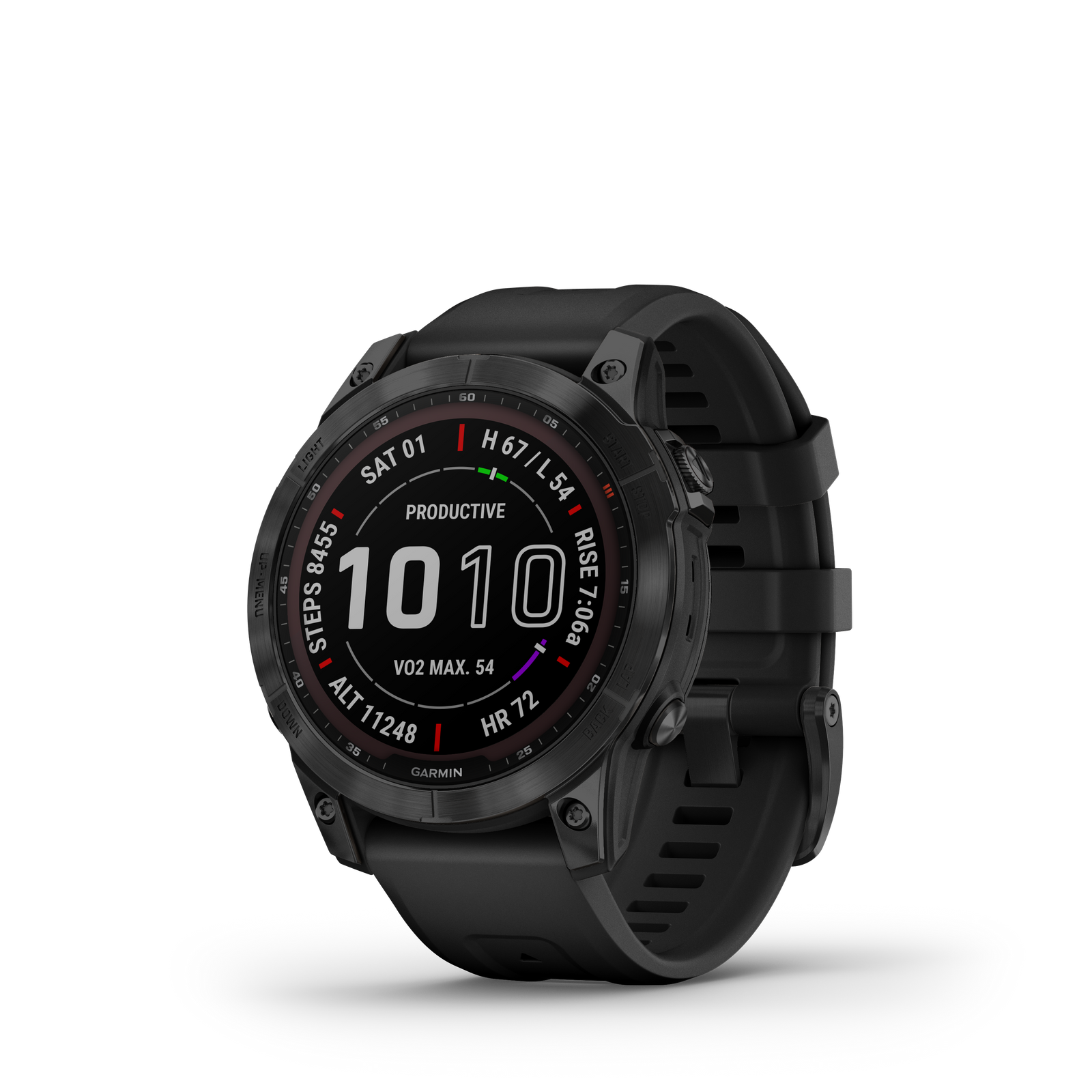 Garmin Fenix 7  Sapphire Solar Watch 47mm, Black DLC Titanium with Black Silicone Band